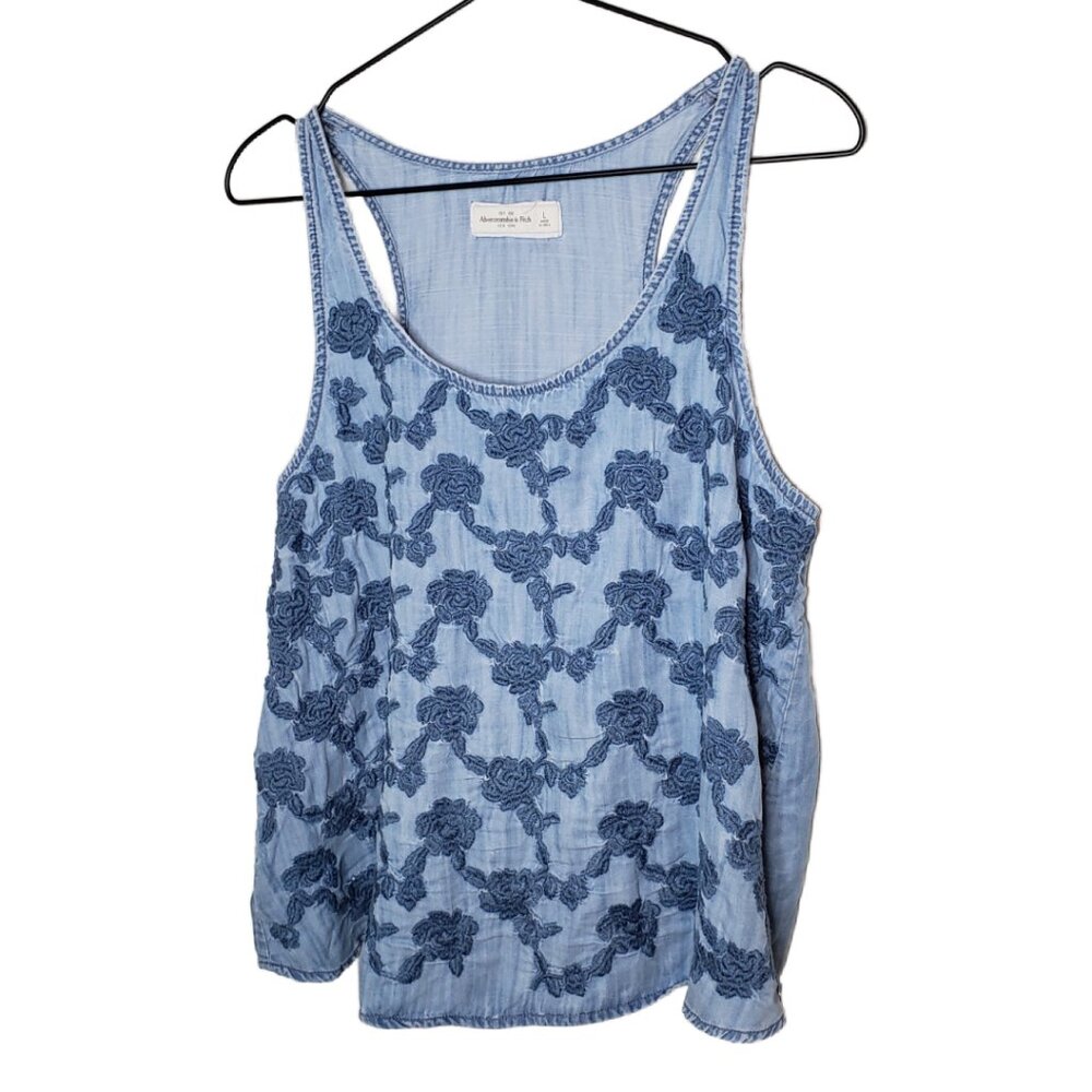 Abercrombie & Fitch Women's L Denim Embroidered Tank Top